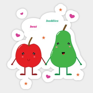 cute apple and pear best buddies kawaii Sticker